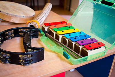 musical instruments on table